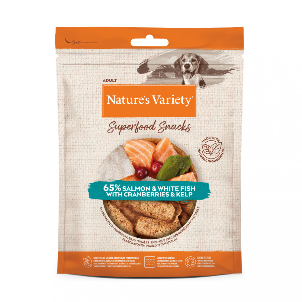 NATURE'S VARIETY Superfood Snacks de Salmão e Peixe Branco